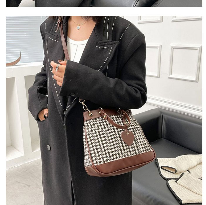 Fashion Leopard Light Pu Large-capacity Houndstooth Diagonal Bag,Shoulder bags