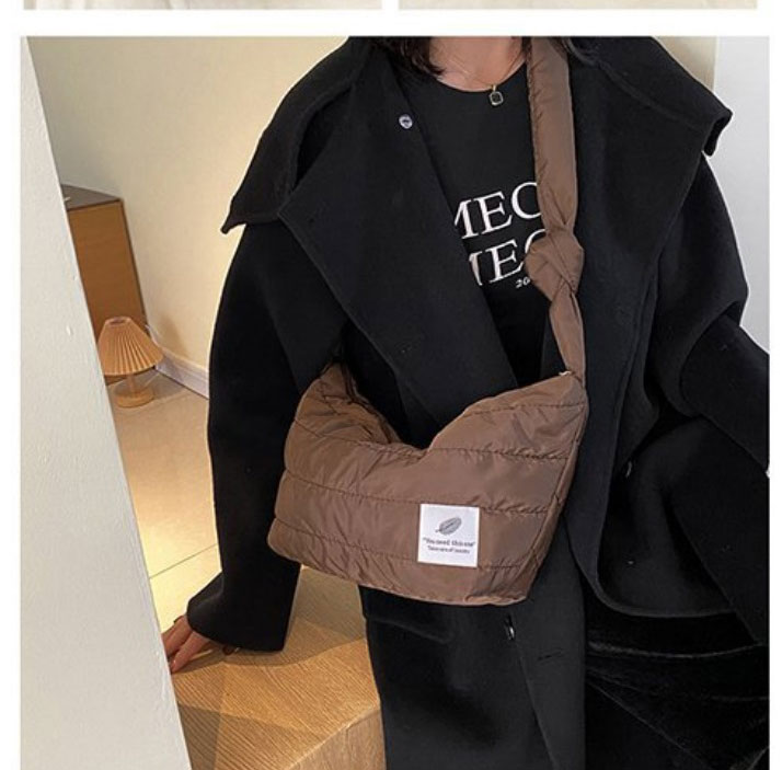 Fashion Coffee Color Cotton Patch Crossbody Bag,Shoulder bags