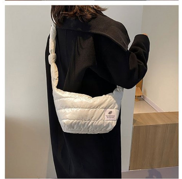 Fashion White Cotton Patch Crossbody Bag,Shoulder bags