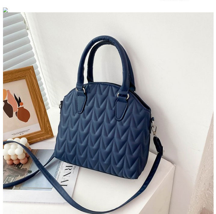 Fashion Blue Embossed Large-capacity Portable Shell Bag,Handbags