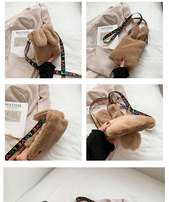 Fashion Pink Plush Bunny Ear Crossbody Bag,Shoulder bags