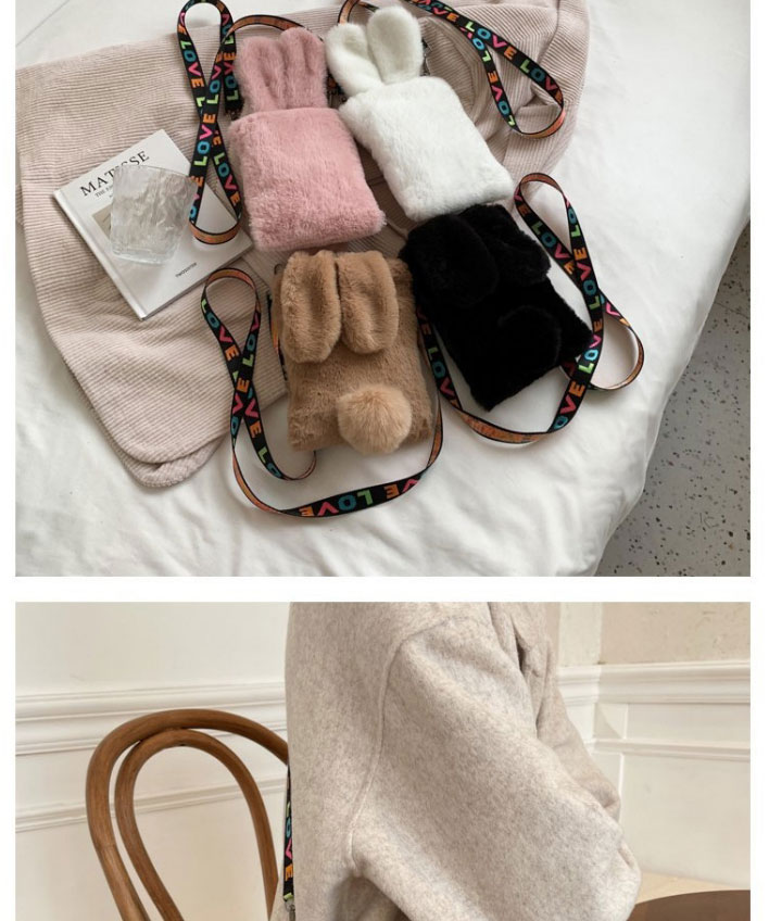 Fashion Pink Plush Bunny Ear Crossbody Bag,Shoulder bags