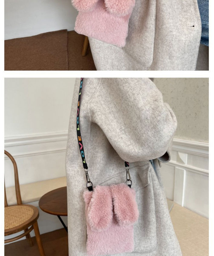 Fashion White Plush Bunny Ear Crossbody Bag,Shoulder bags