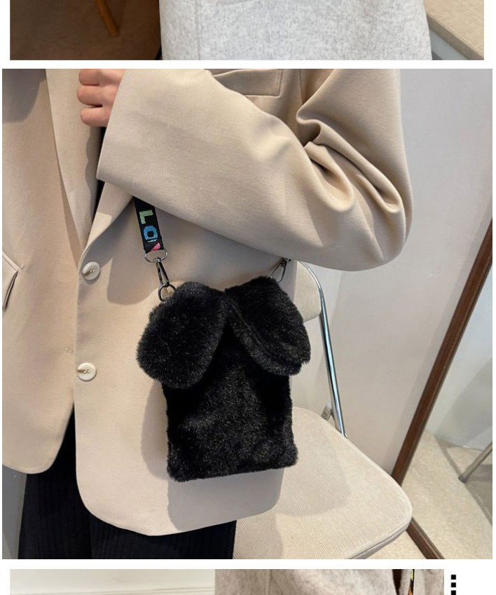 Fashion White Plush Bunny Ear Crossbody Bag,Shoulder bags