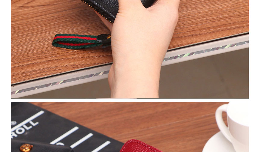 Fashion Smiley Black Zipper Multi-position Card Holder Coin Purse,Wallet