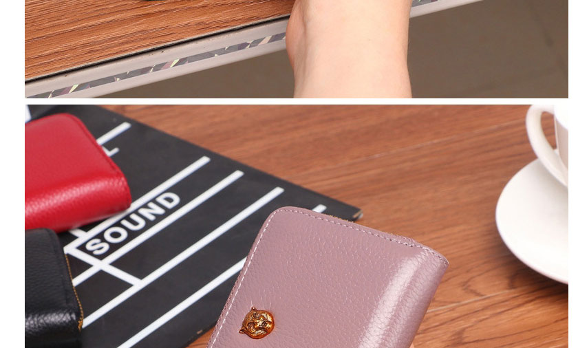 Fashion Tiger Head Black Zipper Multi-position Card Holder Coin Purse,Wallet