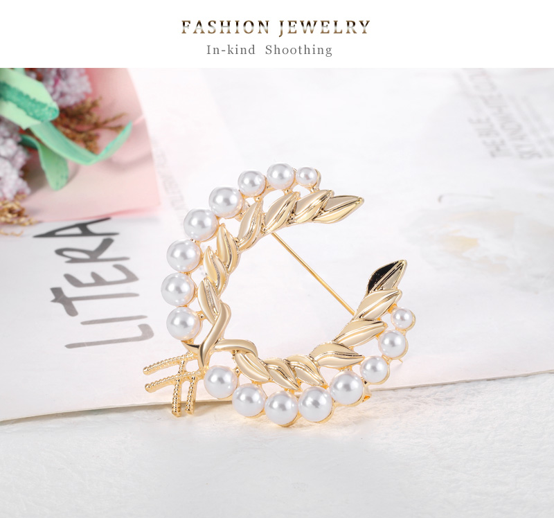 Fashion Gold Alloy Pearl Geometric Shape Brooch,Korean Brooches