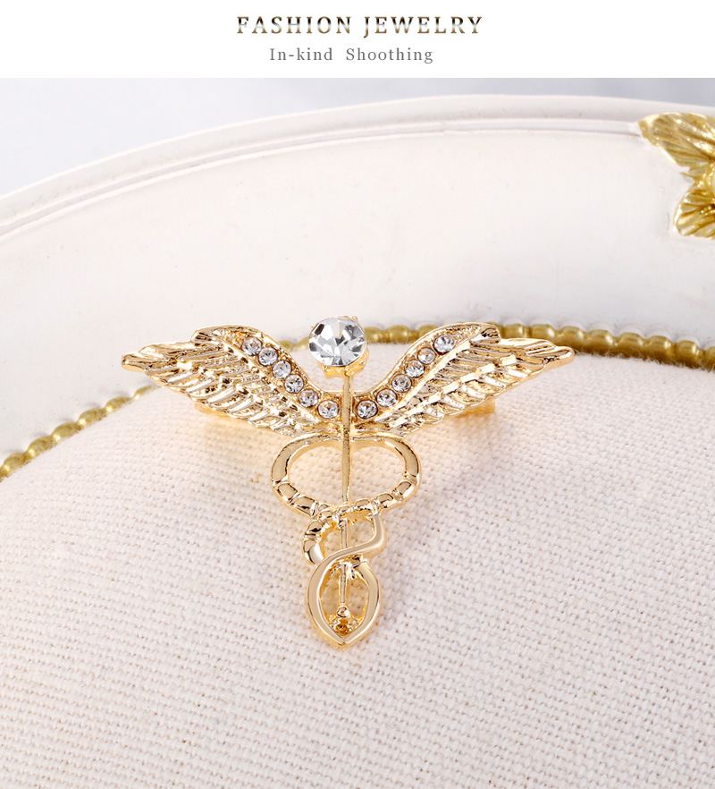 Fashion Gold Alloy Diamond Geometric Wings Brooch,Korean Brooches