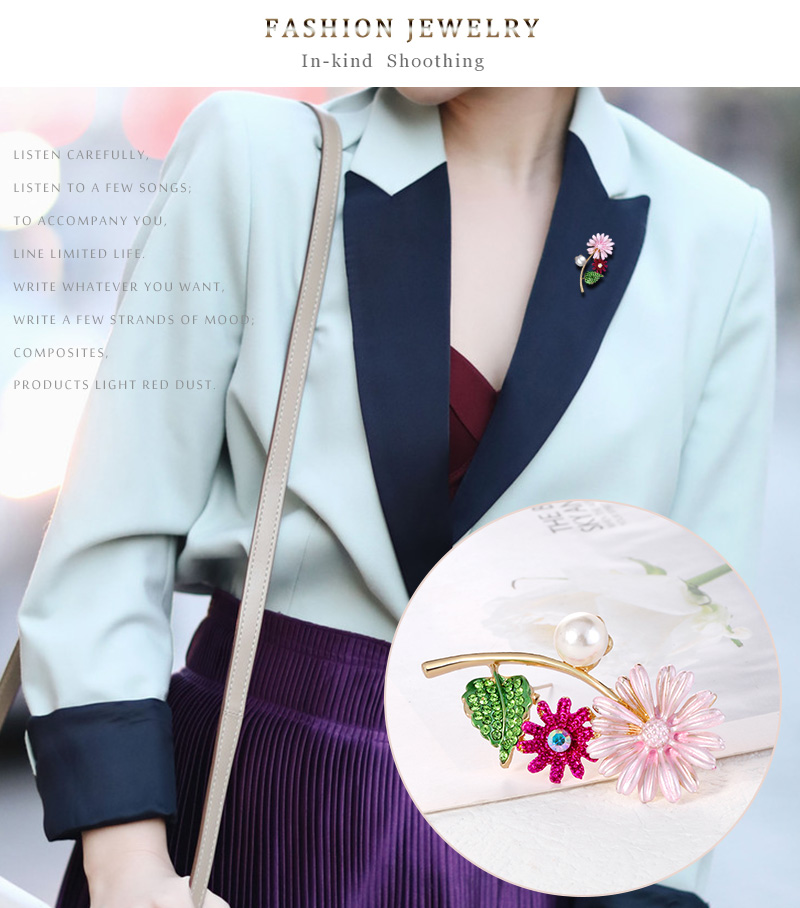 Fashion Gold Alloy Diamond Pearl Flower Brooch,Korean Brooches