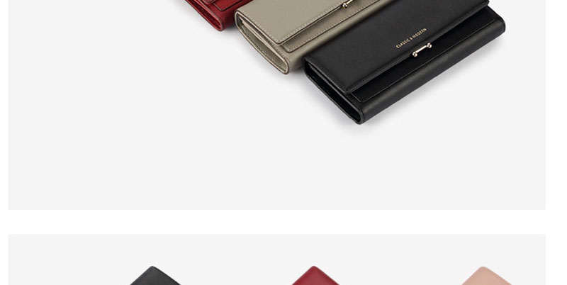 Fashion Black Large Capacity Tri-fold Clutch,Wallet