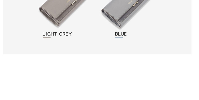 Fashion Light Grey Large Capacity Tri-fold Clutch,Wallet