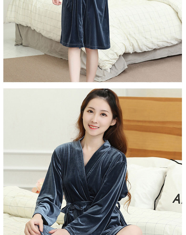 Fashion Navy Flannel Letter Embroidered Bandage Nightgown,CURVE SLEEP & LOUNGE