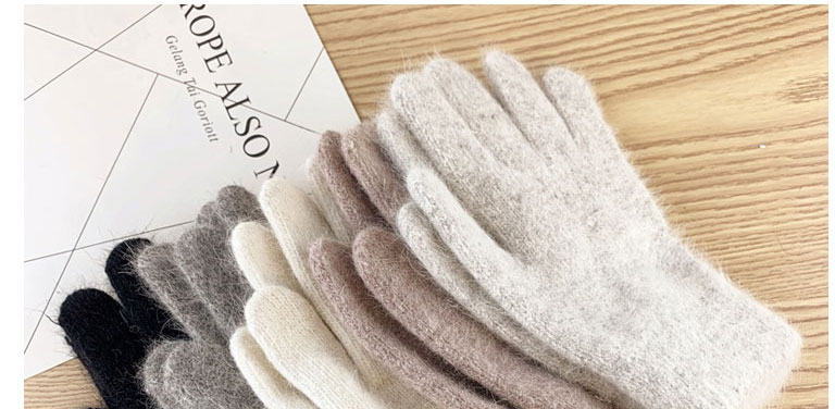 Fashion Camel Cashmere Plus Velvet Finger Gloves,Full Finger Gloves