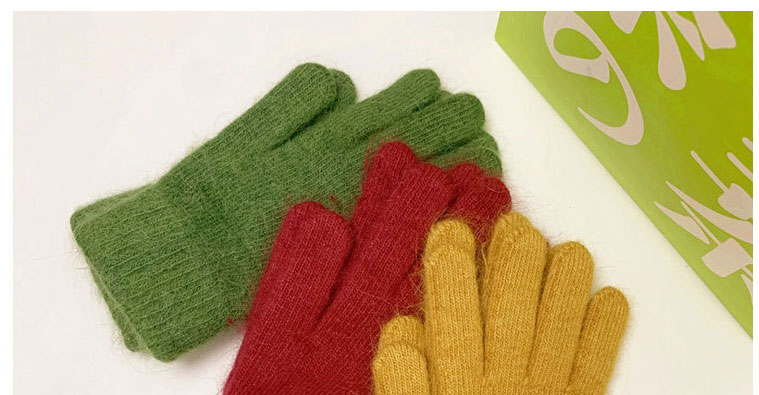 Fashion Watermelon Red Rabbit Fur Plus Velvet Finger Gloves,Full Finger Gloves