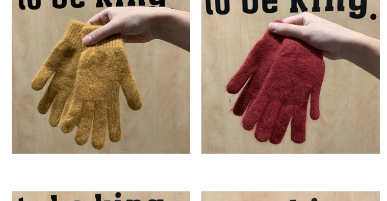 Fashion Light Pink Rabbit Fur Plus Velvet Finger Gloves,Full Finger Gloves
