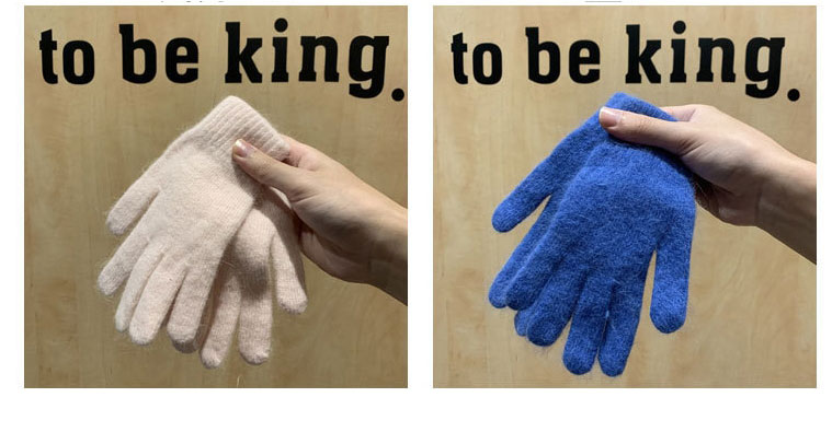 Fashion Blue Rabbit Fur Plus Velvet Finger Gloves,Full Finger Gloves