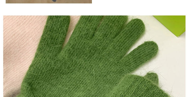 Fashion Grey Rabbit Fur Plus Velvet Finger Gloves,Full Finger Gloves
