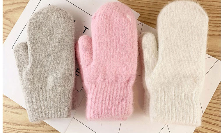 Fashion Light Pink Mitten Short Rabbit Fur Gloves,Full Finger Gloves