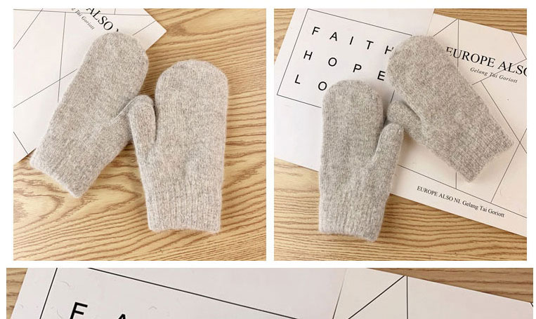 Fashion Dark Gray Mitten Short Rabbit Fur Gloves,Full Finger Gloves