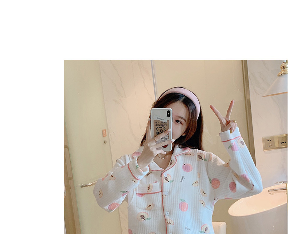 Fashion 6018 Lace White Piggy Maternity Pajama Set With Air Cotton Side Collar Geometric Print,CURVE SLEEP & LOUNGE