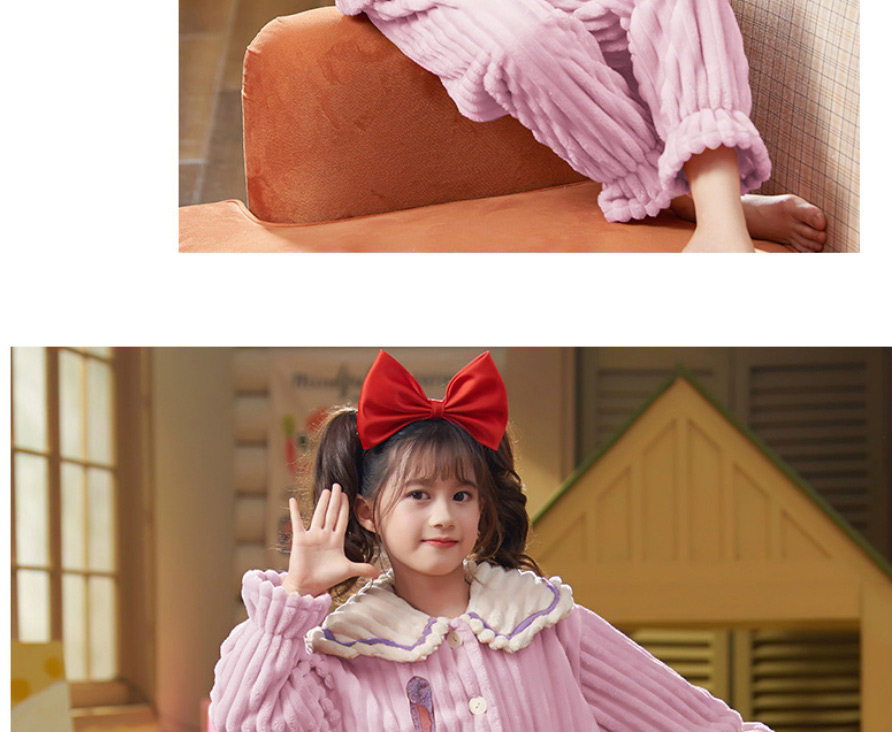 Fashion 33730 Mother Bunny Coral Fleece Cartoon Pajamas Set,Kids Clothing
