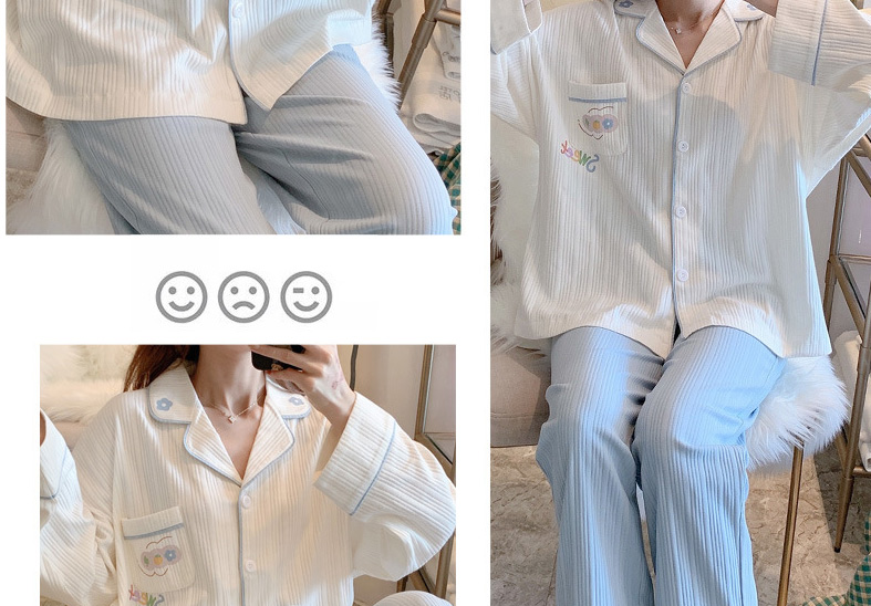 Fashion 6602 Four Grid Animal Cotton Lapel Printed Long Sleeve Pajama Set,Kids Clothing