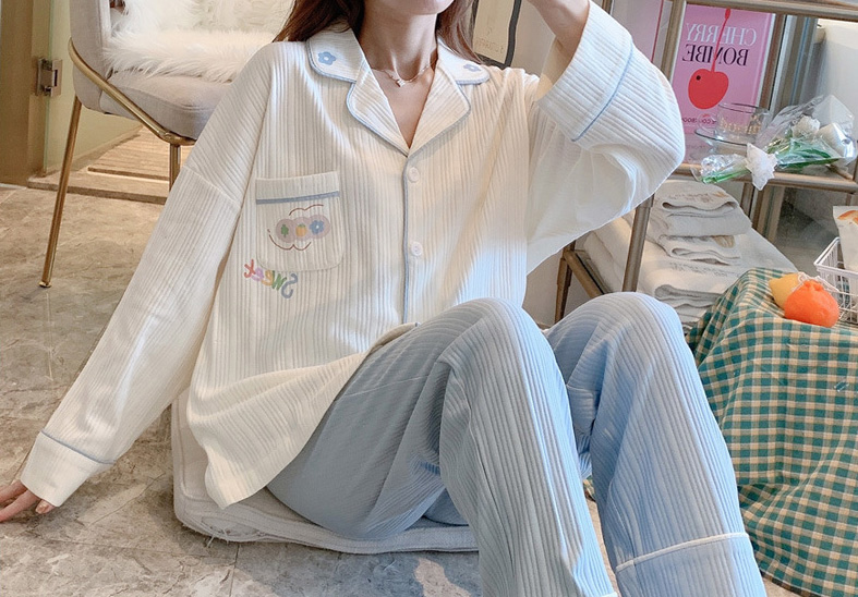Fashion 6602 Four Grid Animal Cotton Lapel Printed Long Sleeve Pajama Set,Kids Clothing