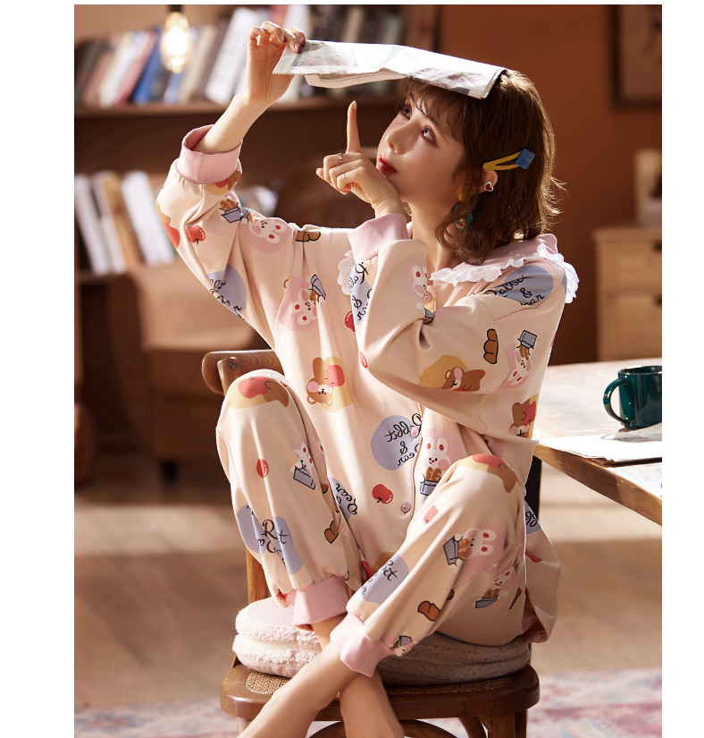 Fashion Light Purple Maternity Pajamas Set With Cotton Collar And Geometric Print,Kids Clothing