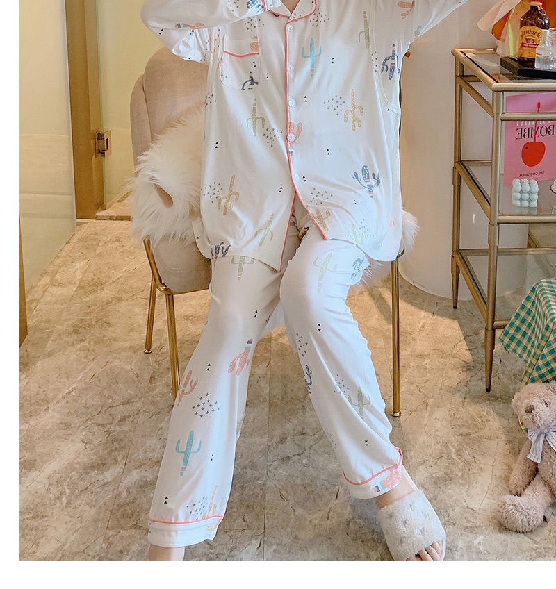Fashion Bowknot Modal Geometric Print Maternity Pajama Set,CURVE SLEEP & LOUNGE