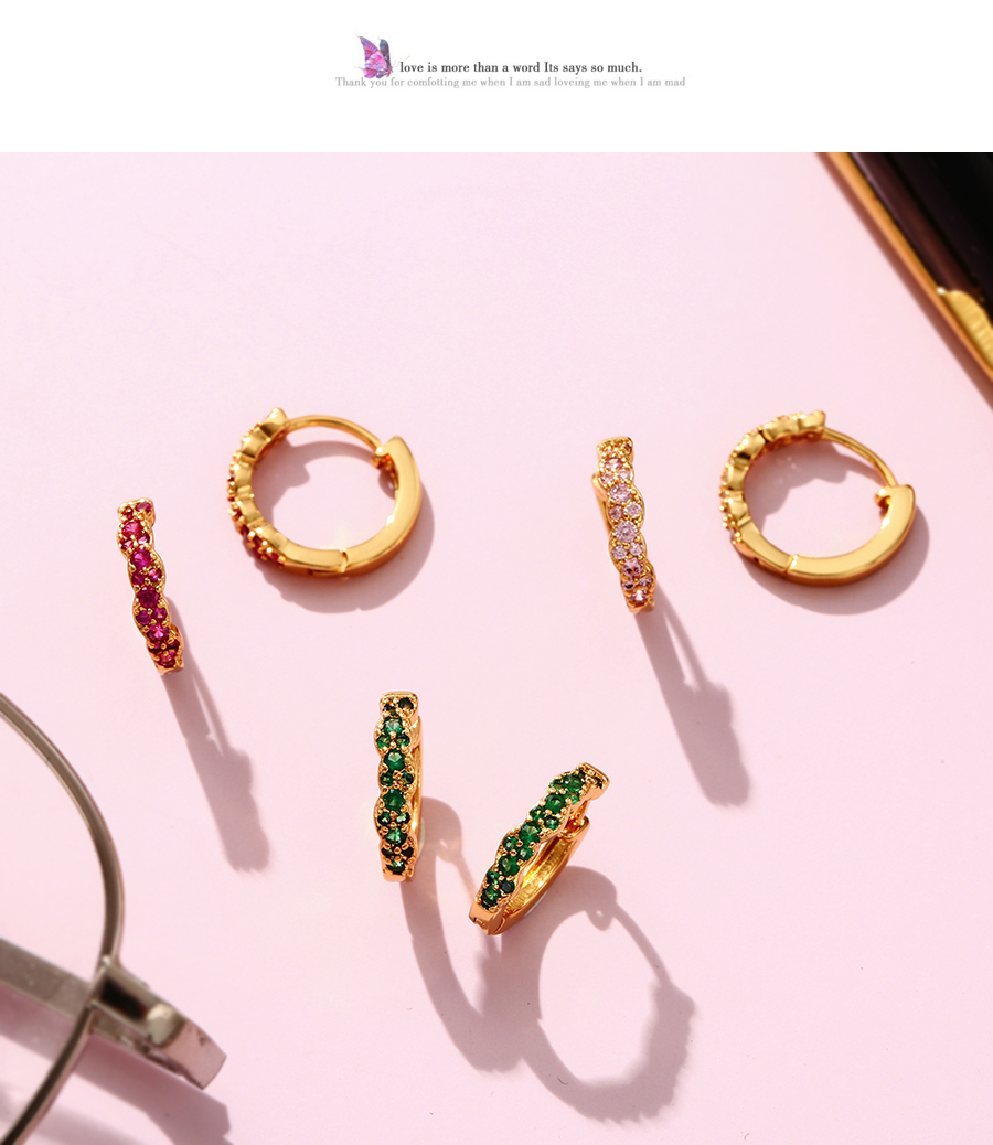 Fashion Red Copper Zirconium Irregular Geometry Ear Ring,Earrings