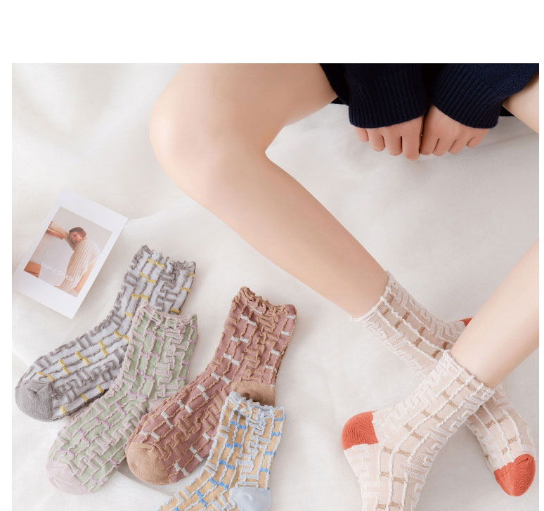 Fashion Khaki Cotton Labyrinth Socks,Fashion Socks