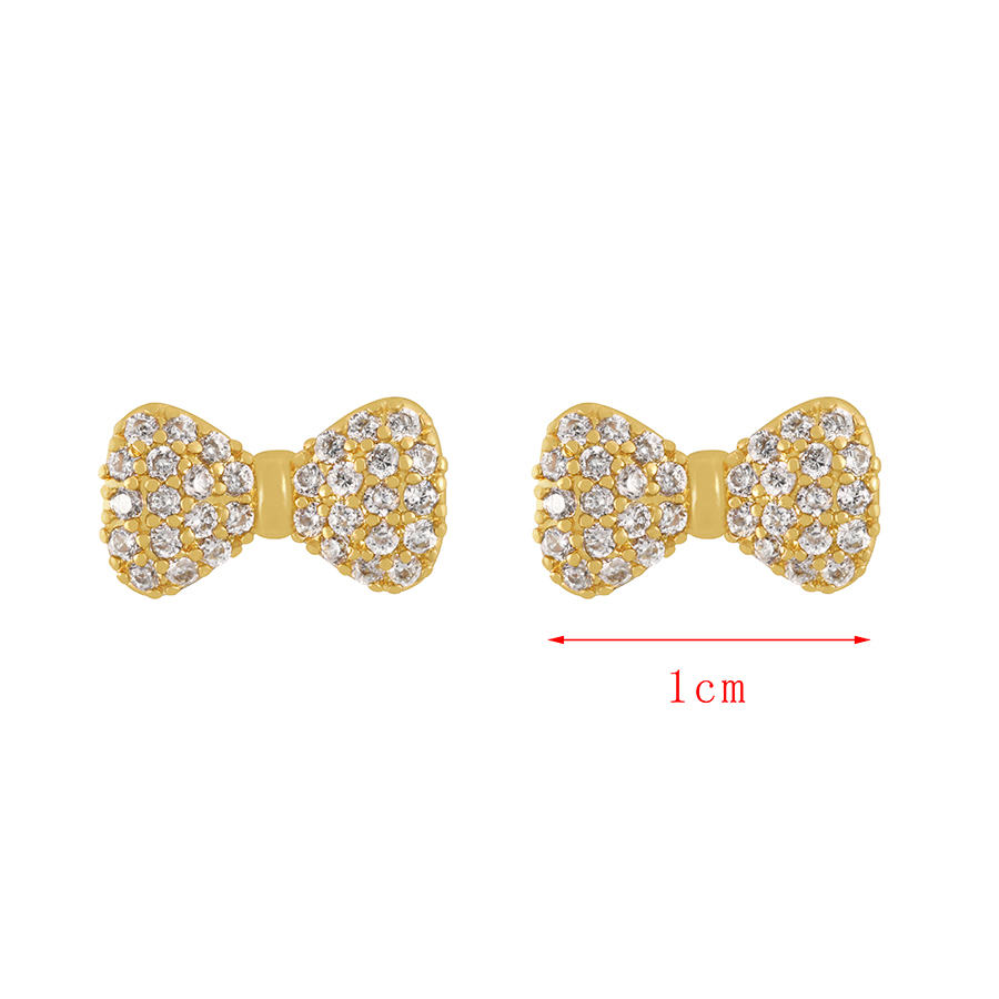 Fashion Gold Copper Inlaid Zirconium Bow Stud Earrings,Crystal Necklaces