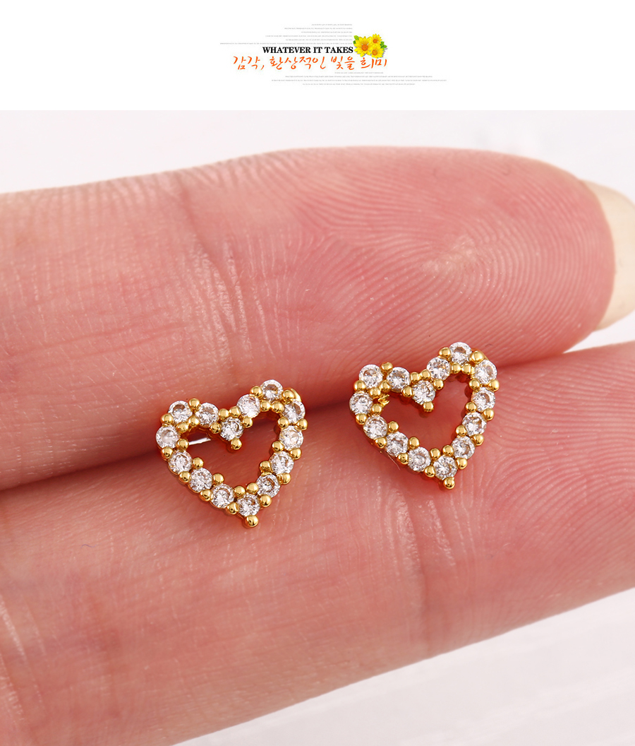 Fashion Gold Copper Inlaid Zirconium Love Ear Studs,Crystal Necklaces
