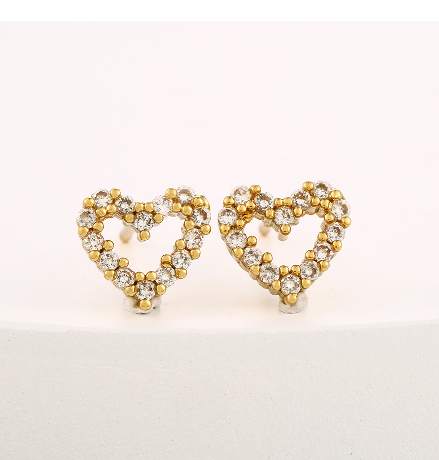 Fashion Gold Copper Inlaid Zirconium Love Ear Studs,Crystal Necklaces