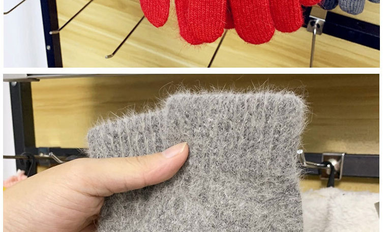Fashion Dark Gray/touch Screen Rabbit Fur Plus Velvet Finger Gloves,Full Finger Gloves