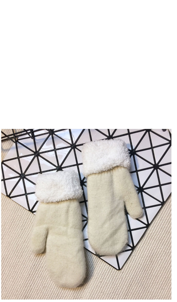 Fashion Light Gray Rabbit Plush Full Finger Gloves,Full Finger Gloves