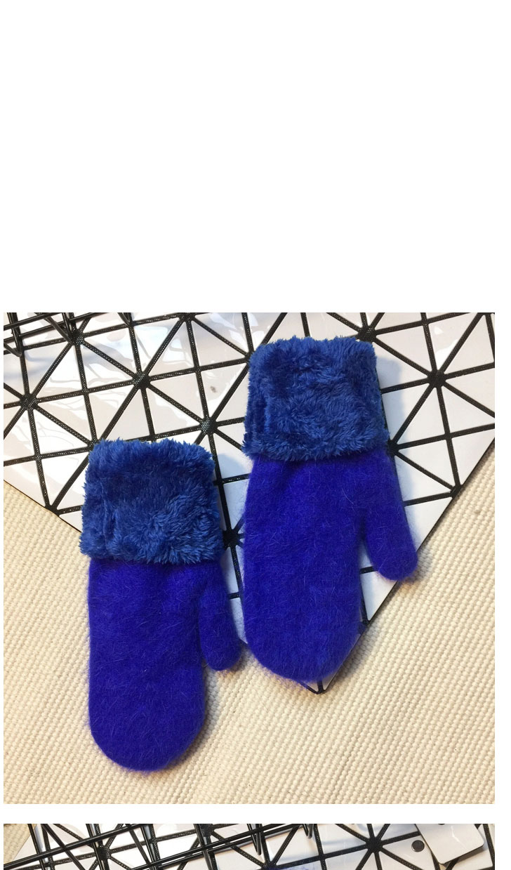 Fashion Dark Gray Rabbit Plush Full Finger Gloves,Full Finger Gloves