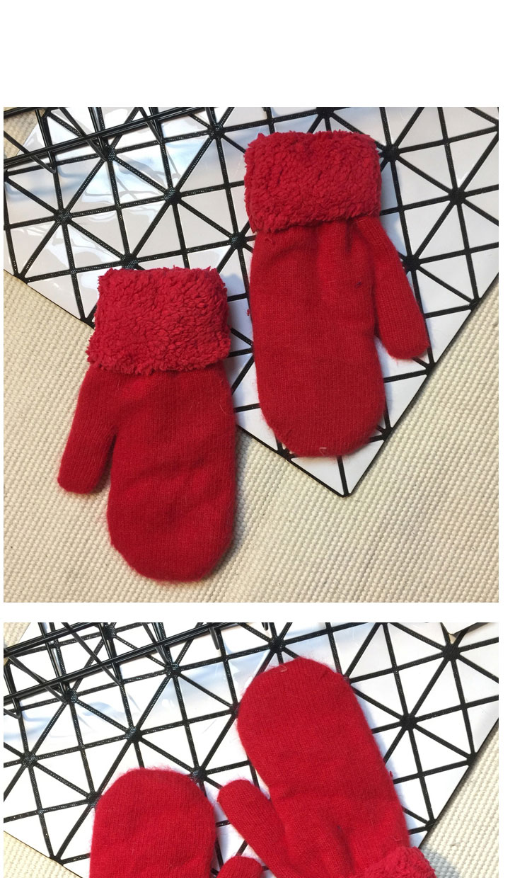 Fashion Navy Rabbit Plush Full Finger Gloves,Full Finger Gloves