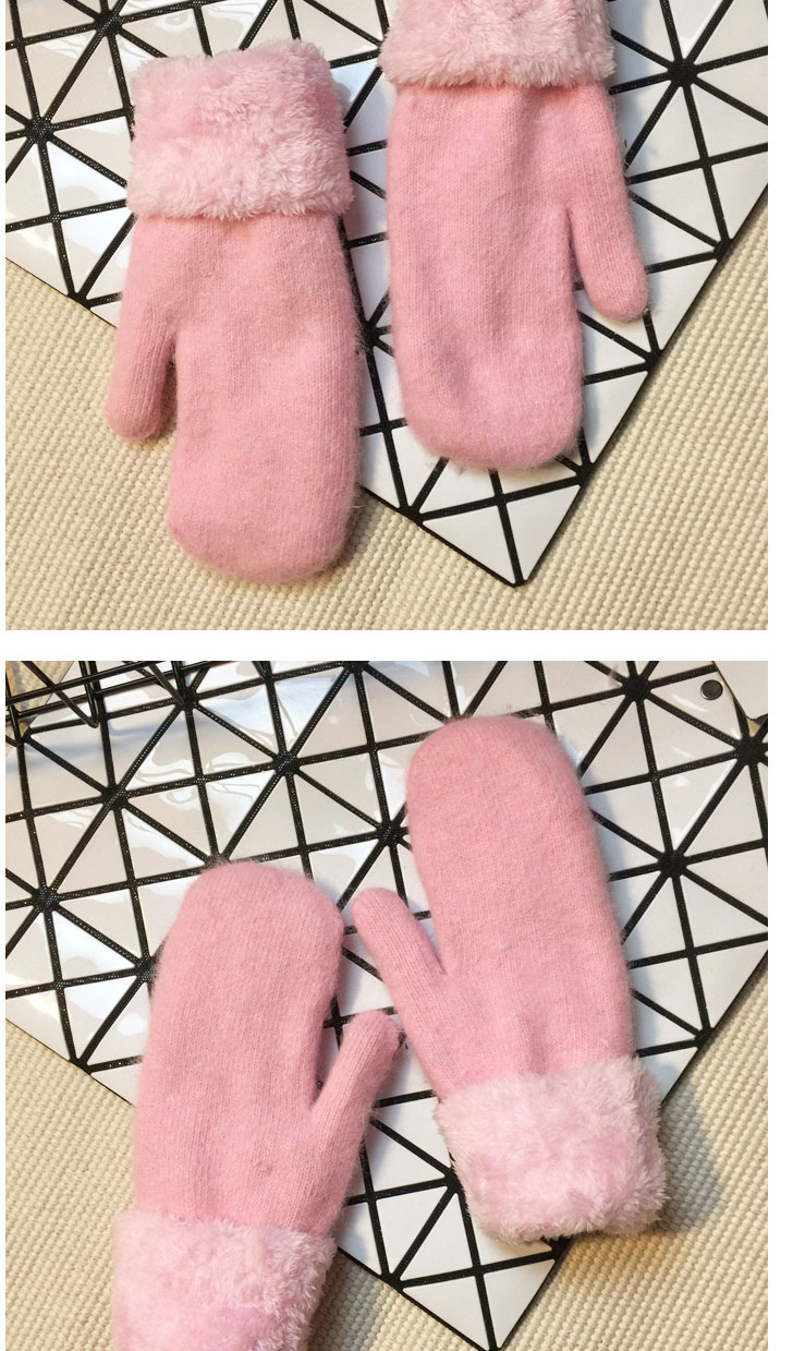Fashion Deep Purple Rabbit Plush Full Finger Gloves,Full Finger Gloves