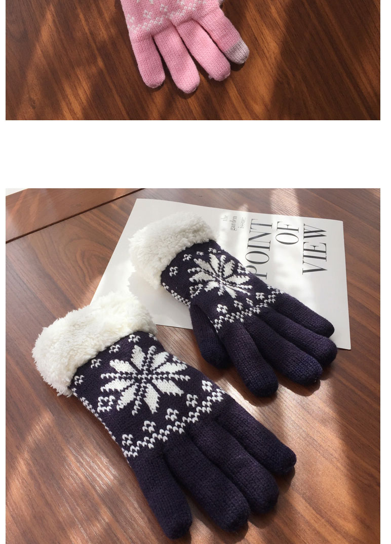 Fashion Black Cartoon Snowflake Print Plus Velvet Finger Gloves,Full Finger Gloves