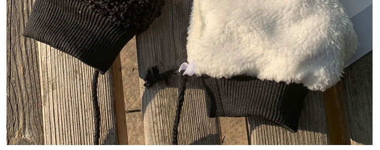 Fashion Dark Gray Polar Fleece Cartoon Plus Fleece Halter Mittens,Full Finger Gloves