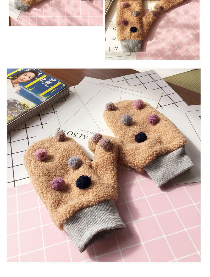 Fashion Korean Fan Teddy Velvet Cartoon Plus Velvet Halter Mittens,Full Finger Gloves