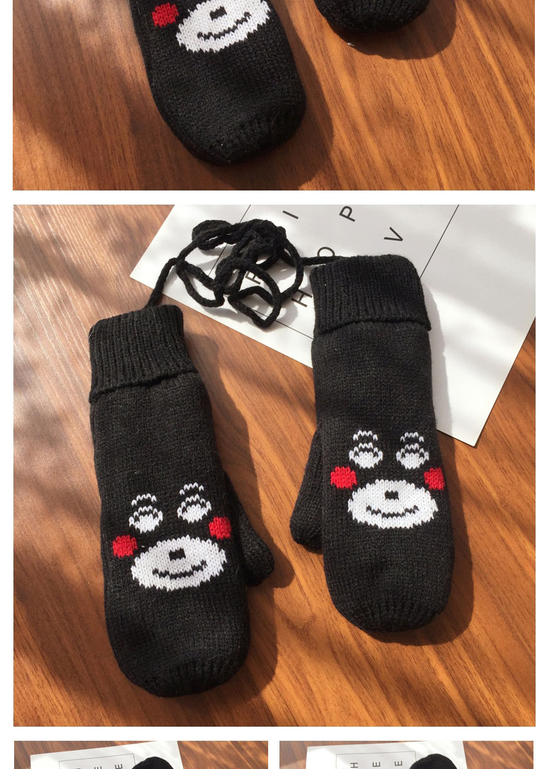 Fashion Brown Bear Cartoon Brown Bear Knitted Halter Mittens,Full Finger Gloves