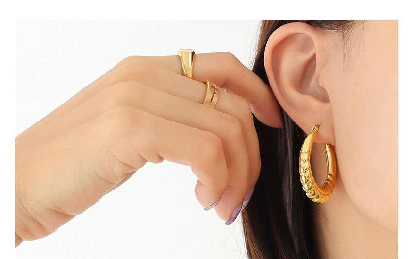 Fashion Gold Color Titanium Steel Gold-plated U-shaped Wheat Earrings,Earrings