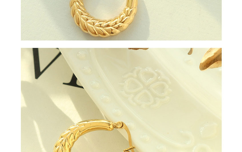 Fashion Gold Color Titanium Steel Gold-plated U-shaped Wheat Earrings,Earrings