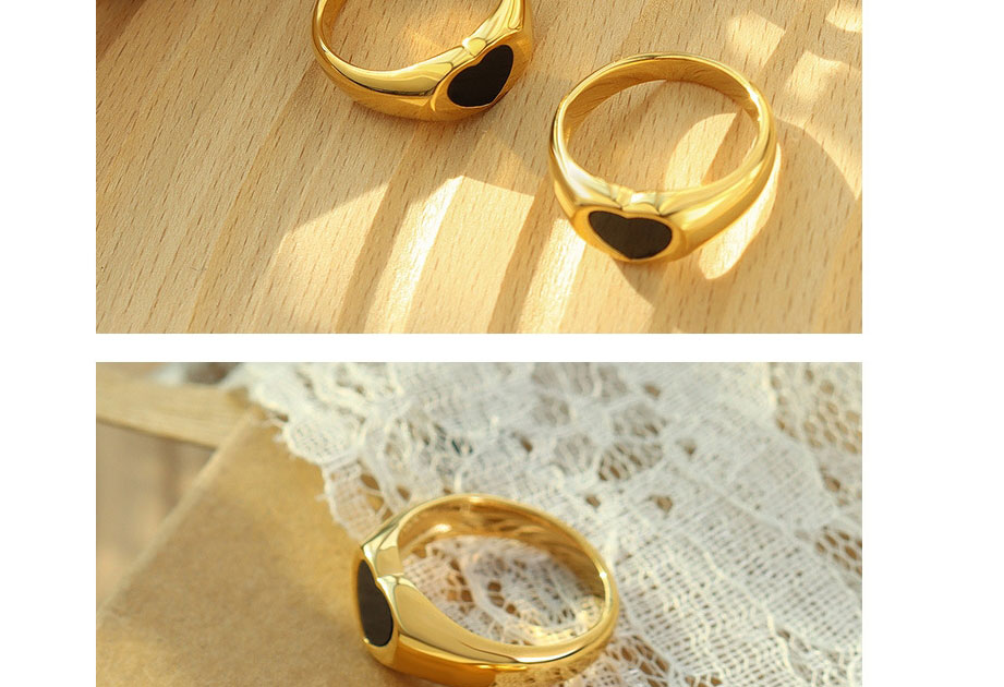 Fashion Black Titanium Steel Gold-plated Love Ring,Rings