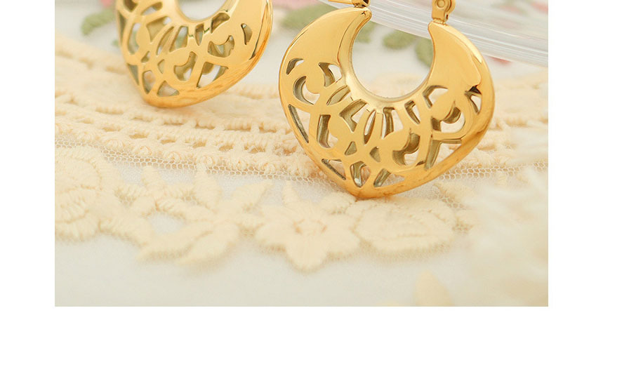Fashion Gold Color Titanium Steel Peach Heart Hollow Earrings,Earrings