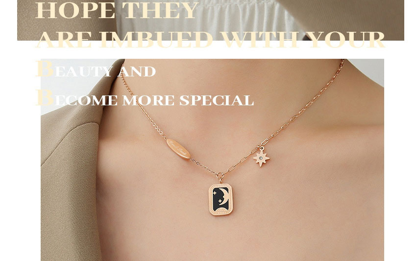 Fashion Steel Color Stainless Steel Xingyue Square Brand Letter Necklace,Necklaces