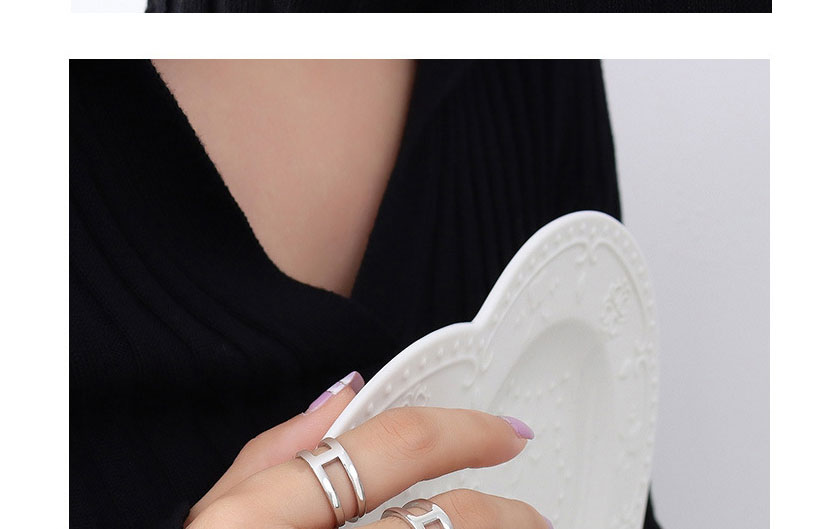 Fashion Steel Color Titanium Steel Gold-plated Hollow C-shaped Ring,Rings