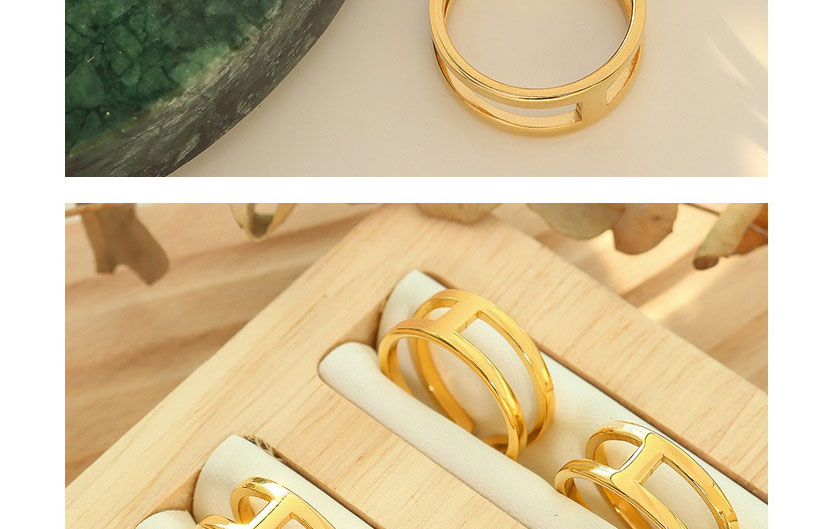Fashion Gold Color Titanium Steel Gold-plated Hollow C-shaped Ring,Rings